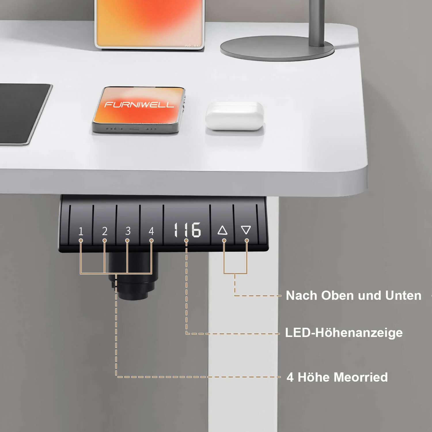 Elektrisch Höhenverstellbarer Schreibtisch 120X60 cm  mit voller Arbeitsfläche - Image 12