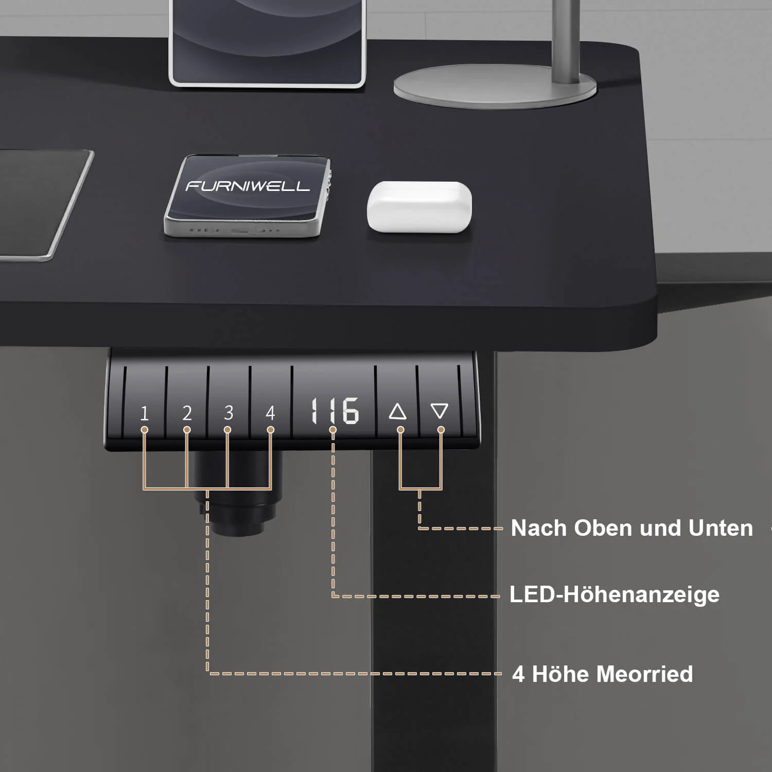 Elektrisch Höhenverstellbarer Schreibtisch 120X60 cm  mit voller Arbeitsfläche - Image 21