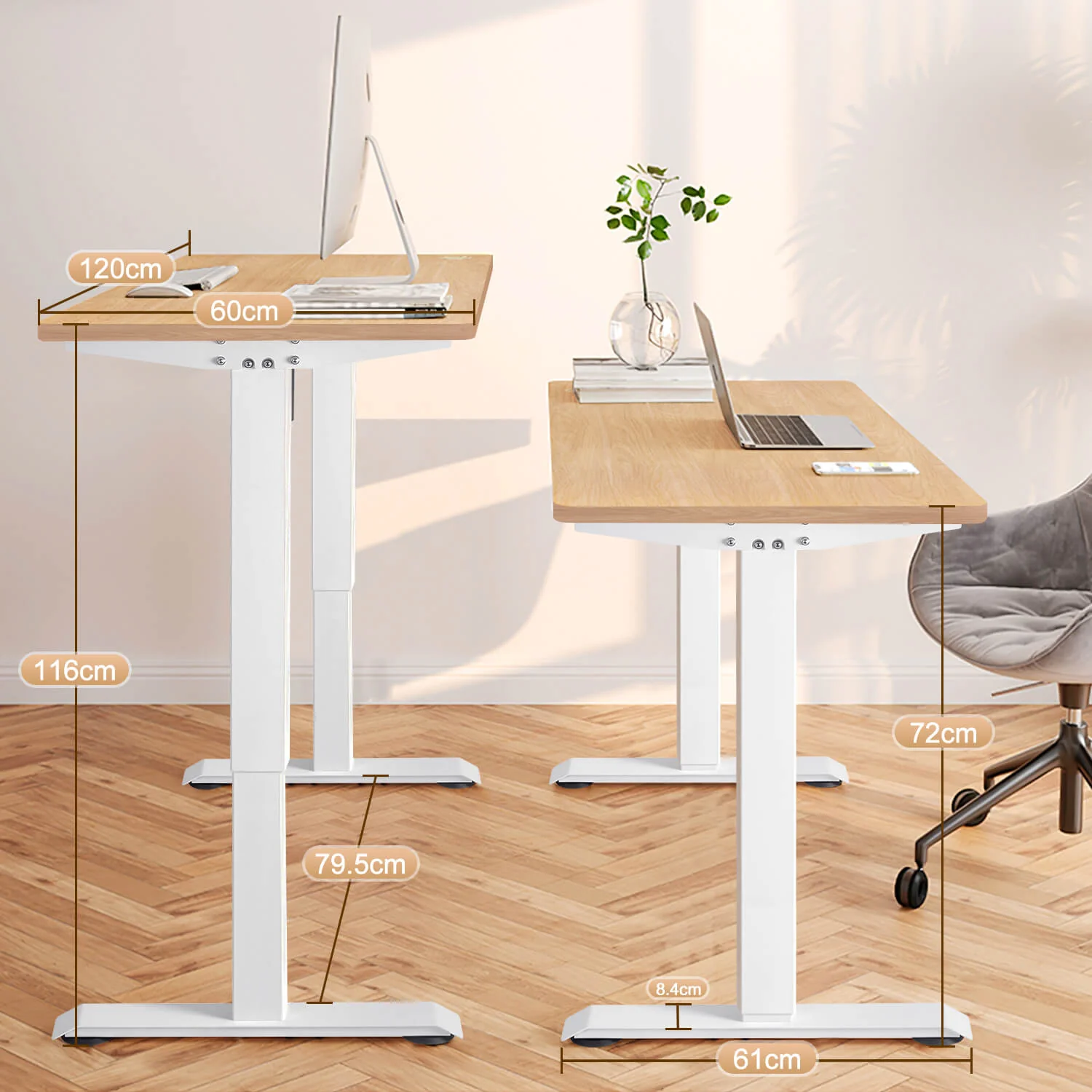 Elektrisch Höhenverstellbarer Schreibtisch 120X60 cm  mit voller Arbeitsfläche - Image 6