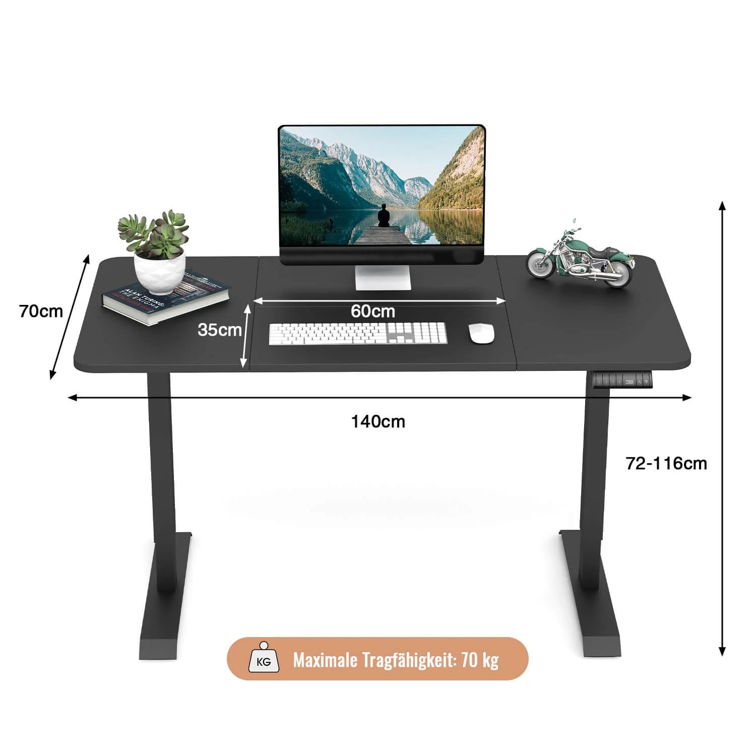 Elektrisch Höhenverstellbarer Schreibtisch mit Rädern 140X70 cm - Image 14