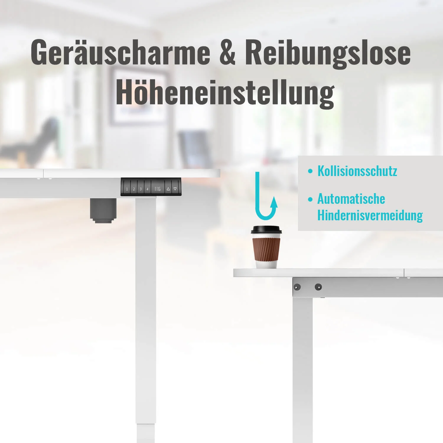 Elektrisch Höhenverstellbarer Schreibtisch mit Rädern 140X70 cm - Image 5