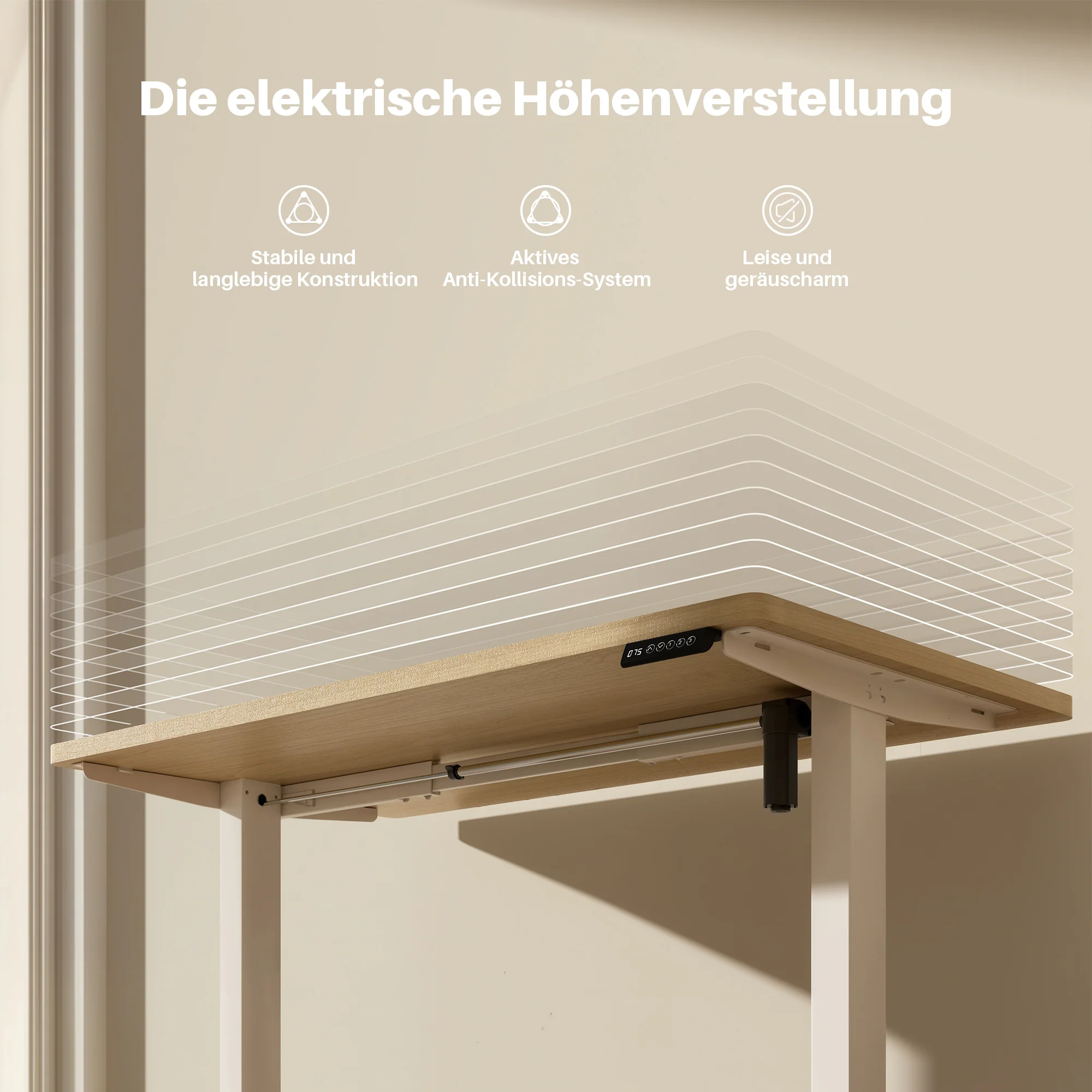 Basic Höhenverstellbarer Schreibtisch mit Entire Board Desktop - Image 4