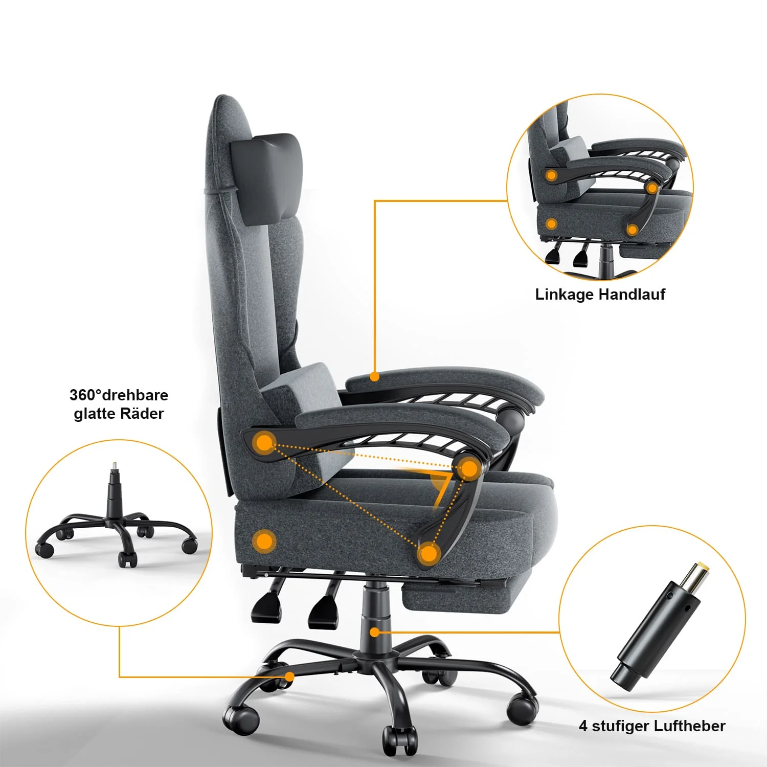 Bürostuhl mit Massage Lendenkissen, Ergonomischer Gaming Stuhl - Image 3