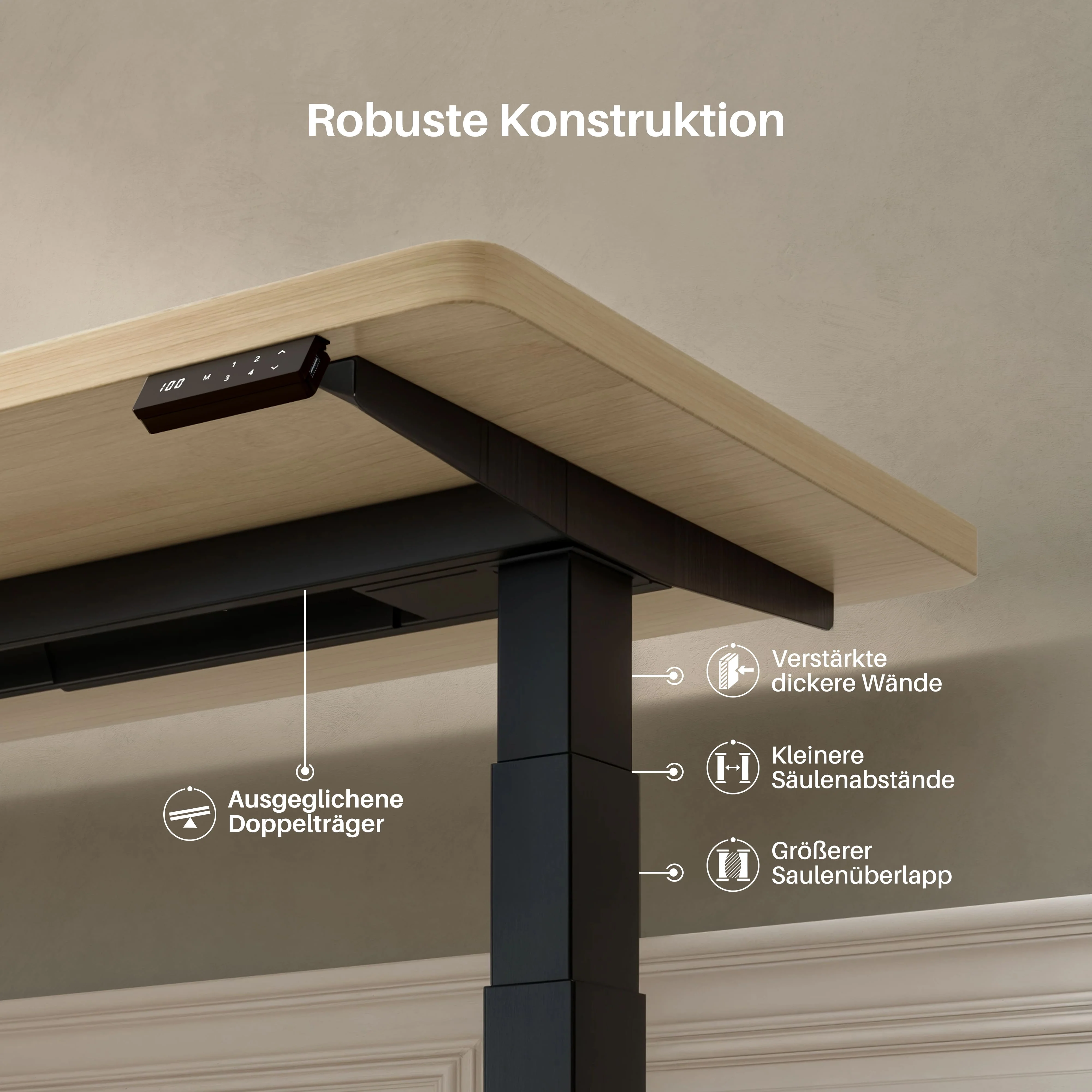 Dual Ultra X Tischgestell mit Premium Elektrisch Höhenverstellbarer Schreibtisch - Image 5