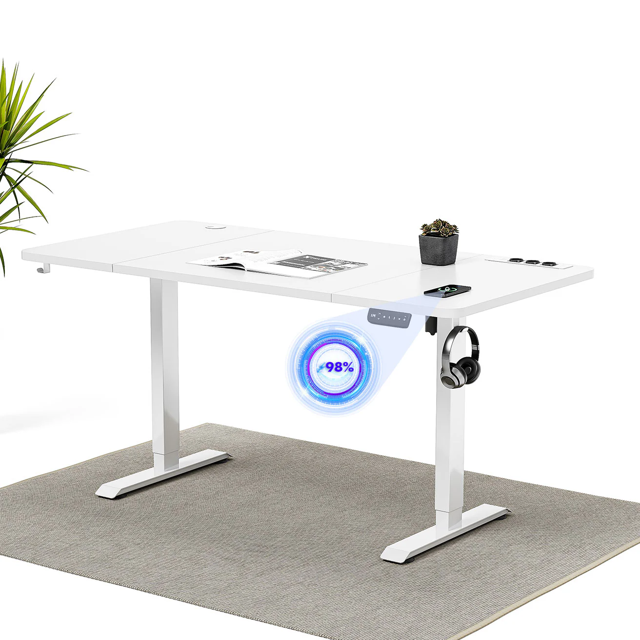 Elektrisch höhenverstellbarer Schreibtisch mit Steckdosenleiste und kabellosem Laden - Image 11