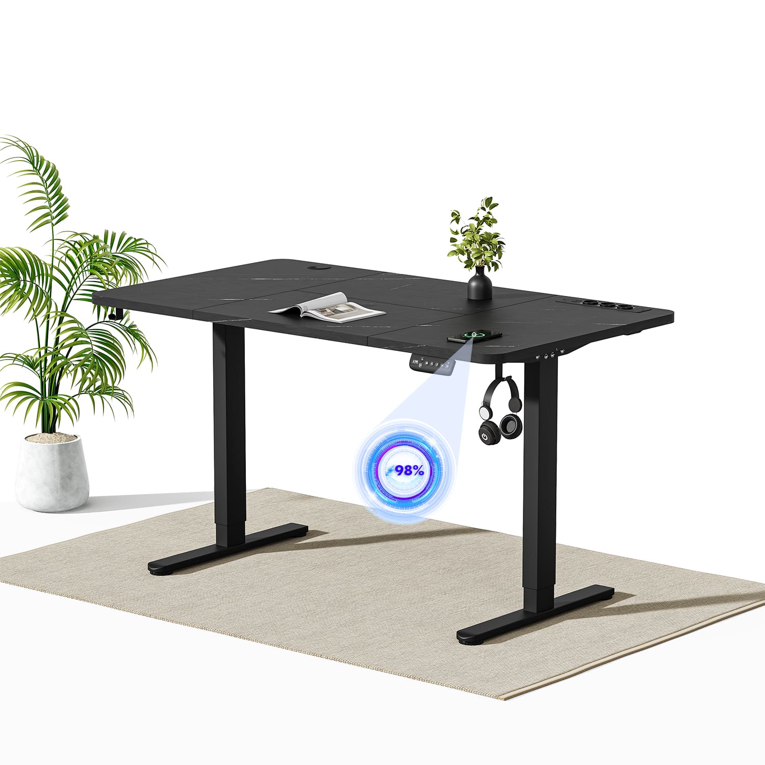 Elektrisch höhenverstellbarer Schreibtisch mit Steckdosenleiste und kabellosem Laden - Image 12