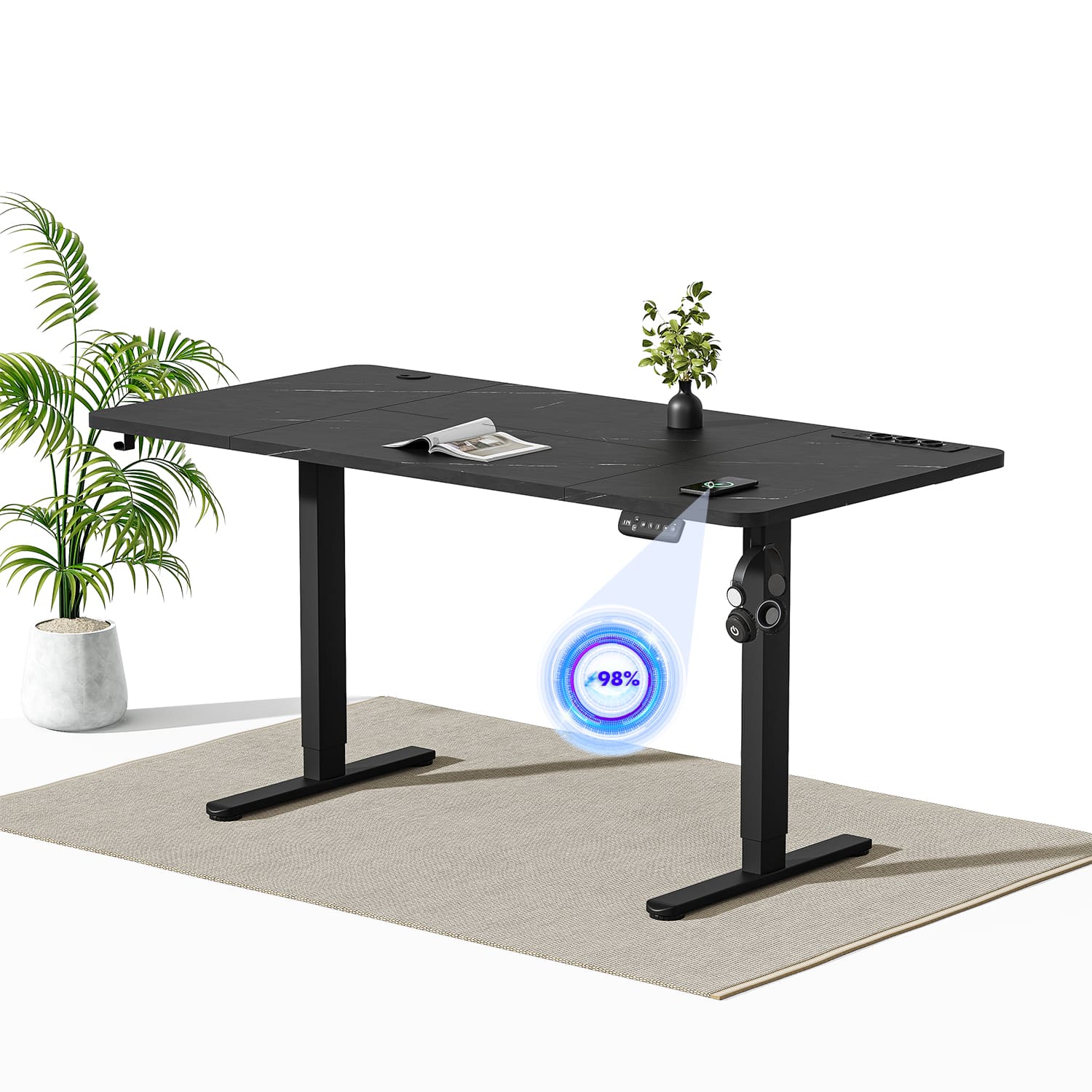 Elektrisch höhenverstellbarer Schreibtisch mit Steckdosenleiste und kabellosem Laden - Image 13