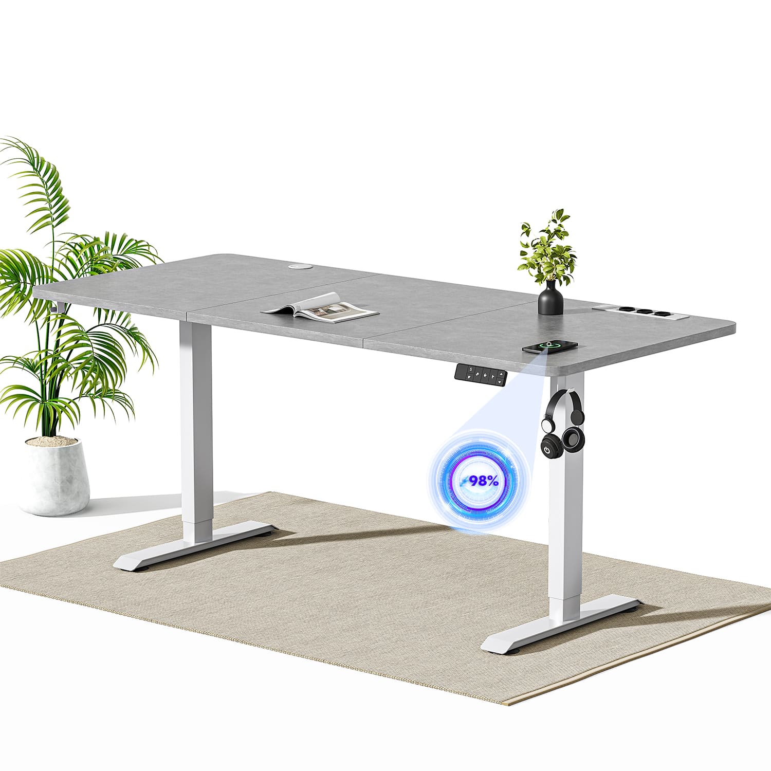Elektrisch höhenverstellbarer Schreibtisch mit Steckdosenleiste und kabellosem Laden - Image 14