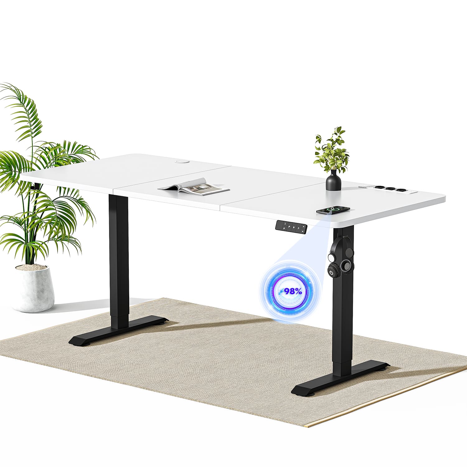 Elektrisch höhenverstellbarer Schreibtisch mit Steckdosenleiste und kabellosem Laden - Image 17