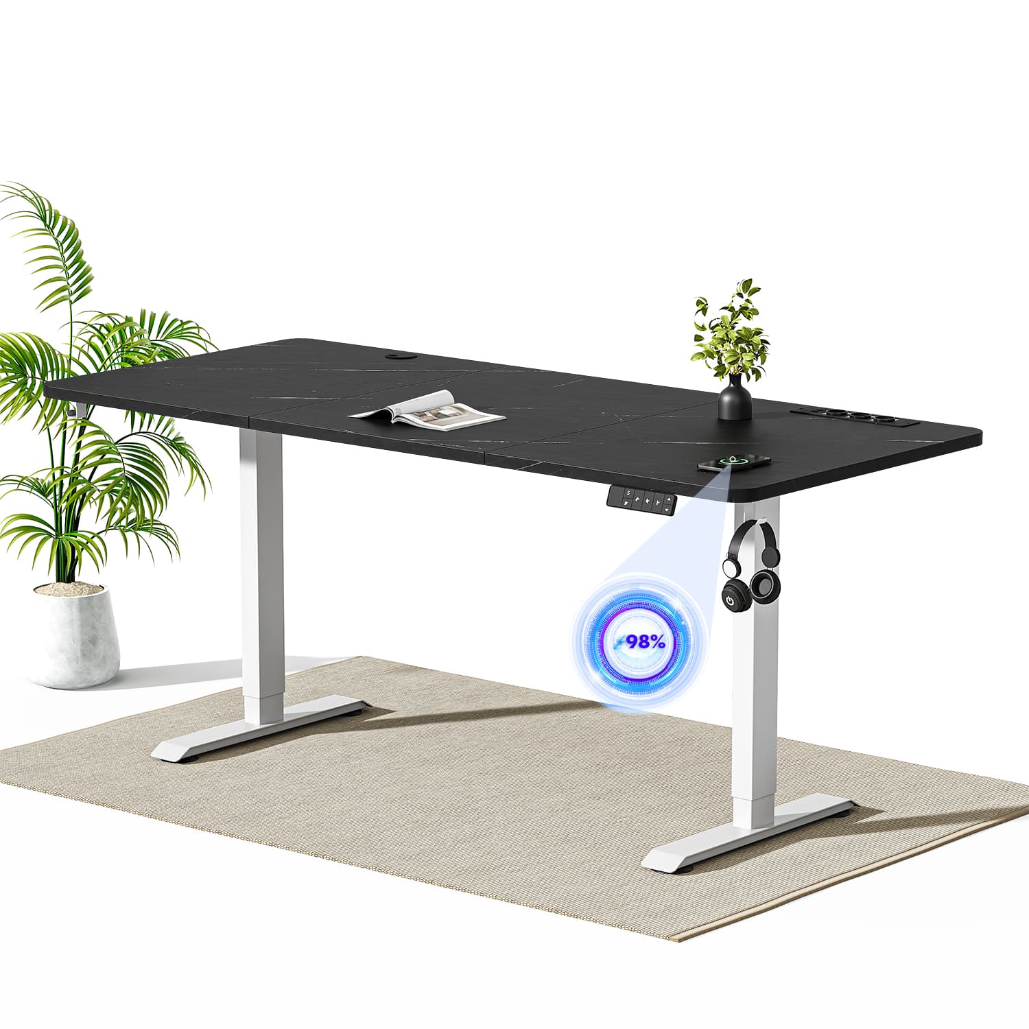 Elektrisch höhenverstellbarer Schreibtisch mit Steckdosenleiste und kabellosem Laden - Image 19