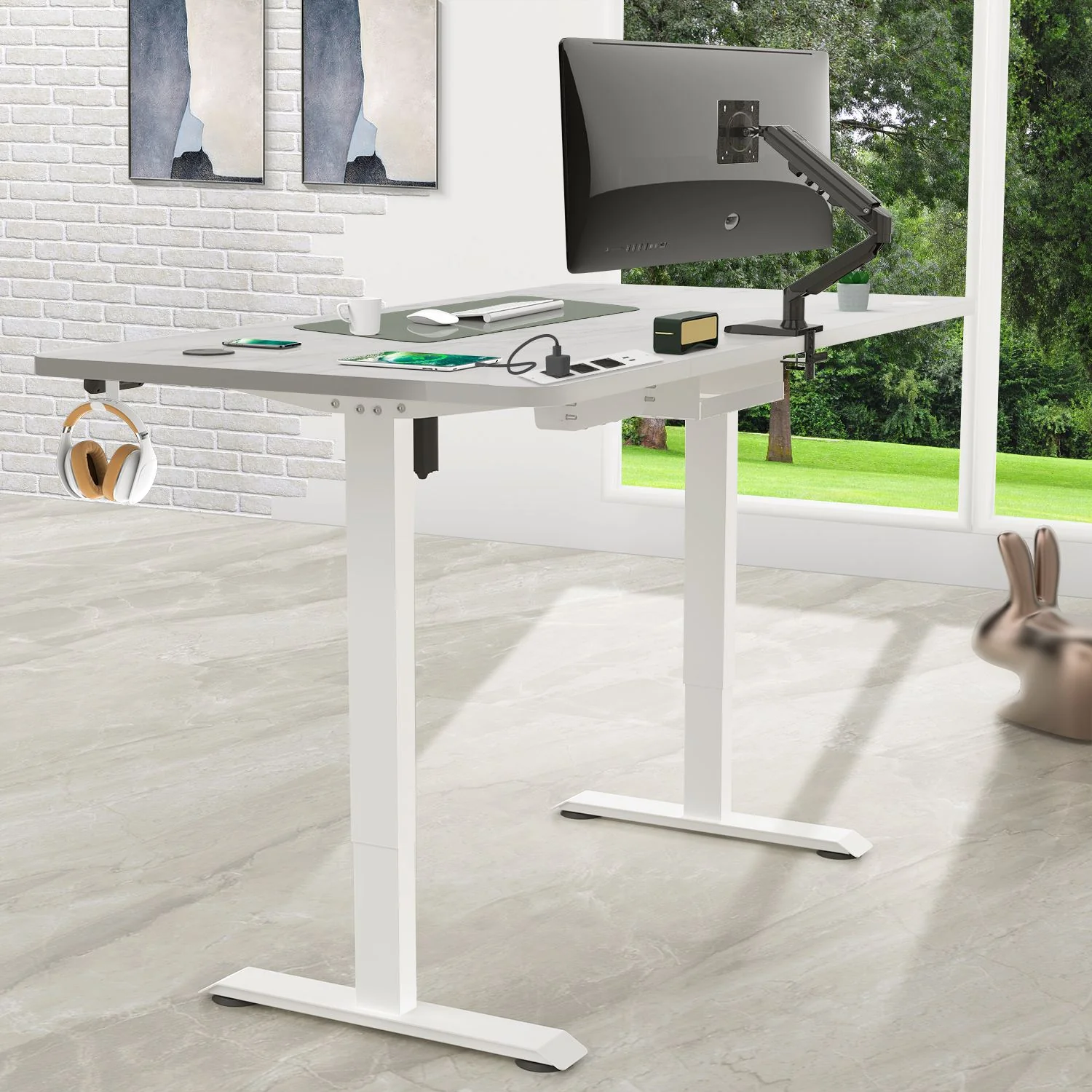 S2 Elektrisch höhenverstellbarer Schreibtisch mit Steckdosenleiste und kabellosem Laden - Image 2