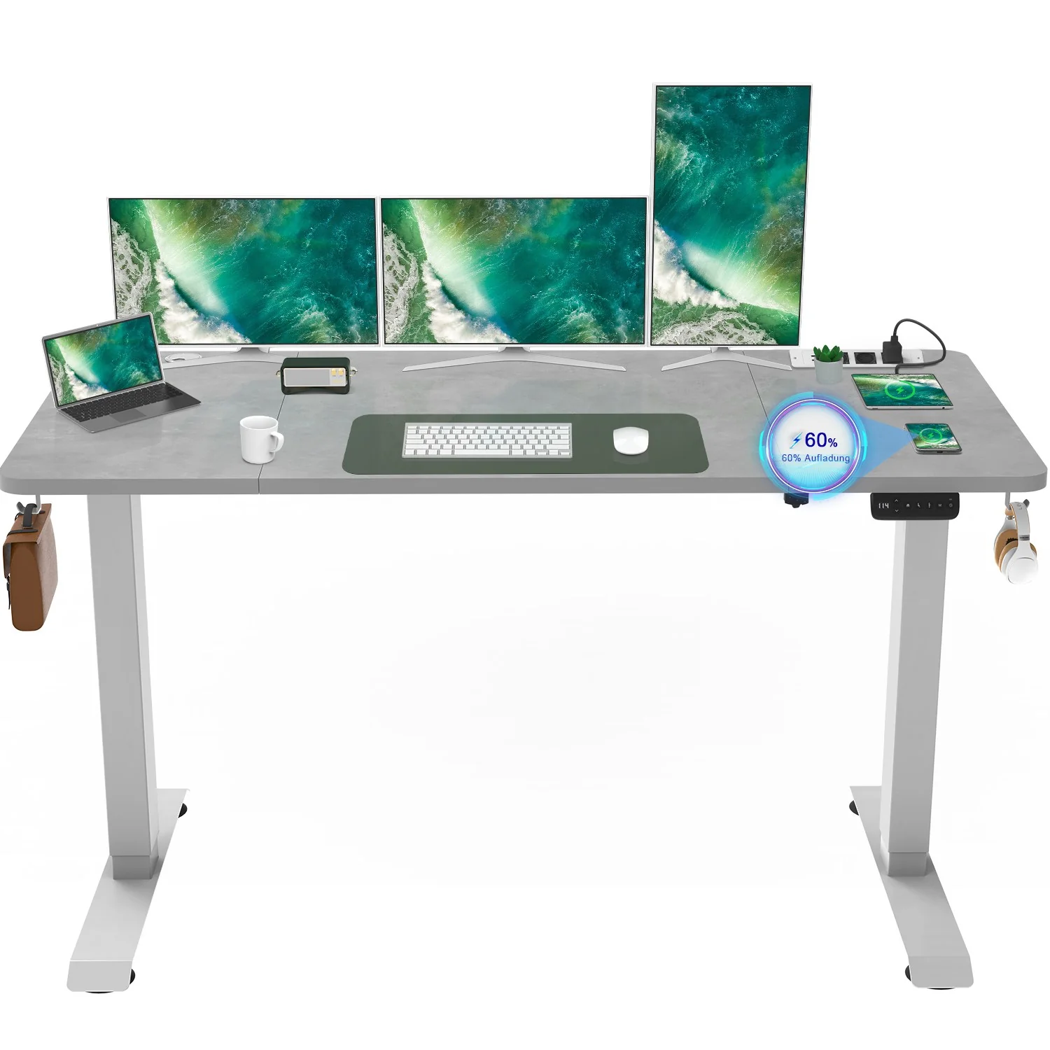 S2 Elektrisch höhenverstellbarer Schreibtisch mit Steckdosenleiste und kabellosem Laden - Image 3