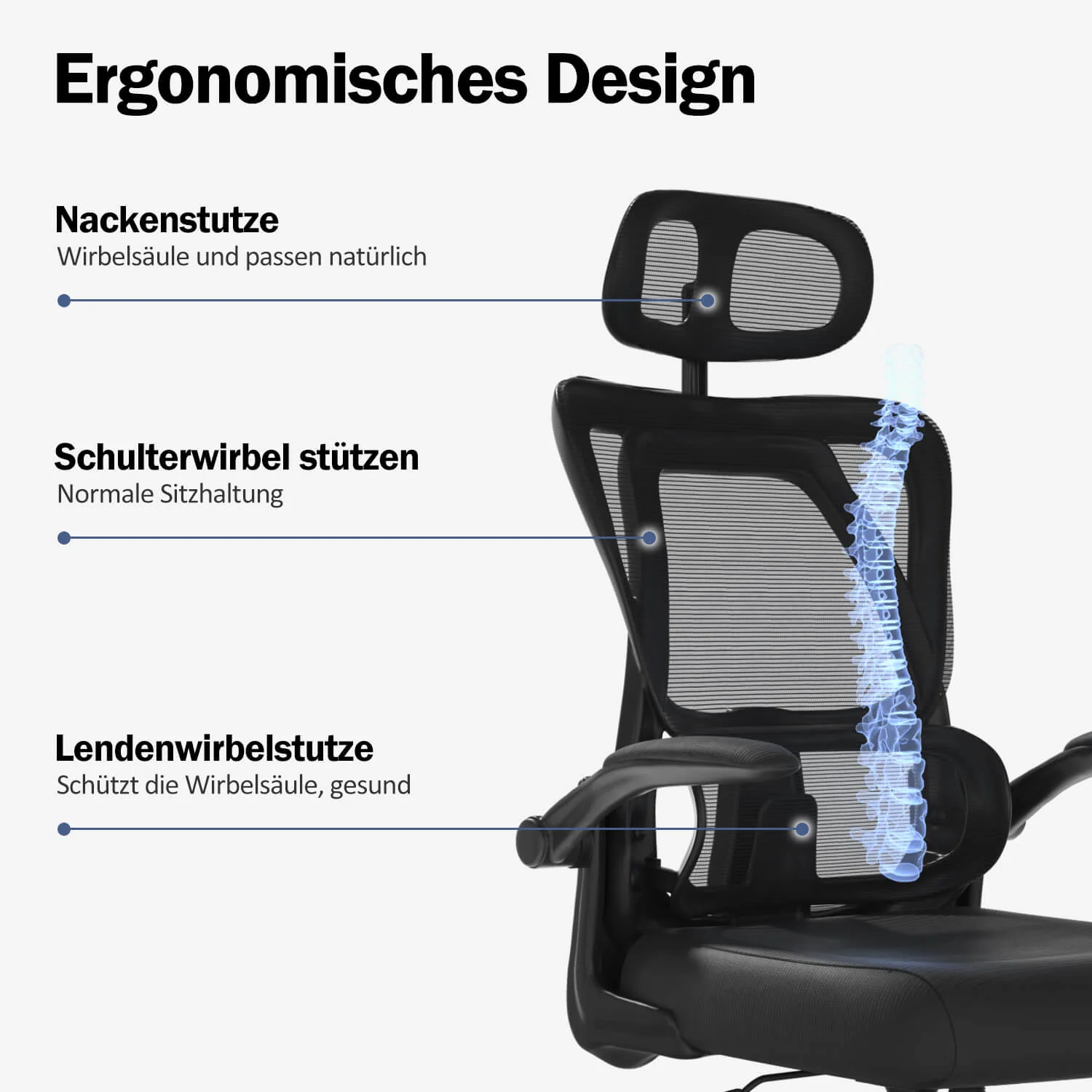 Furniwell Klassischer Ergonomischer Bürostühl mit Verstellbarer hoher Rücken - Image 5