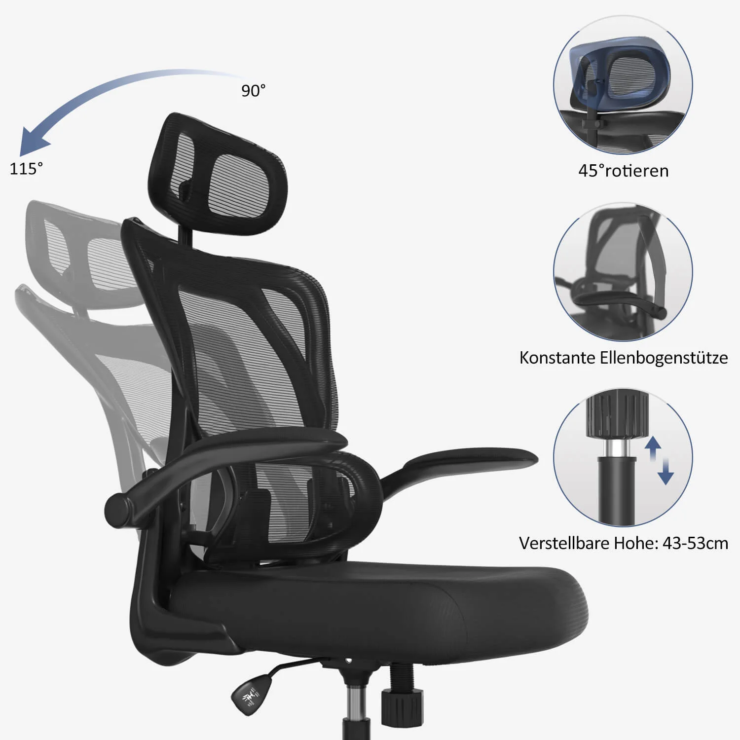 Furniwell Klassischer Ergonomischer Bürostühl mit Verstellbarer hoher Rücken - Image 6