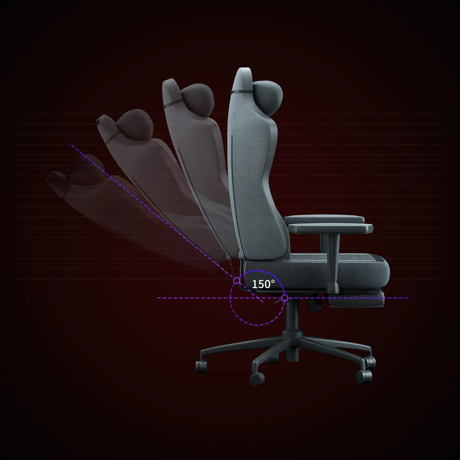 Ergonomischer Gaming Stuhl mit Fußstütze, Kopfstütze und Armlehne - Image 5