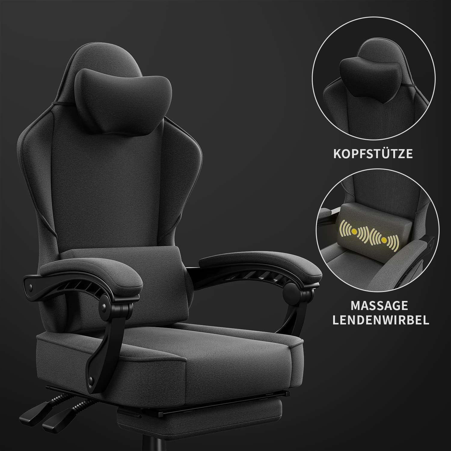 Ergonomischer Gaming Stuhl mit Massage Lendenkissen - Image 3