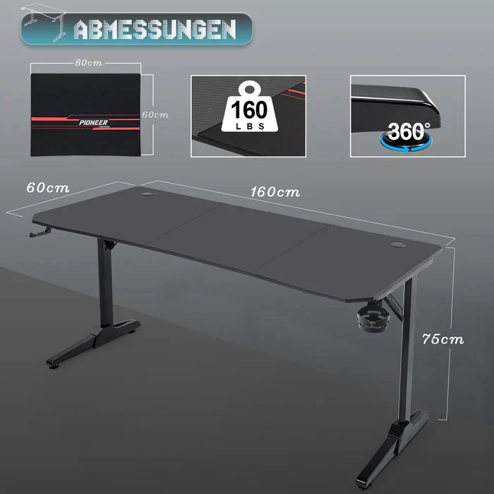 Gaming Tisch mit Getränkehalter 140/160/180 cm - Image 13