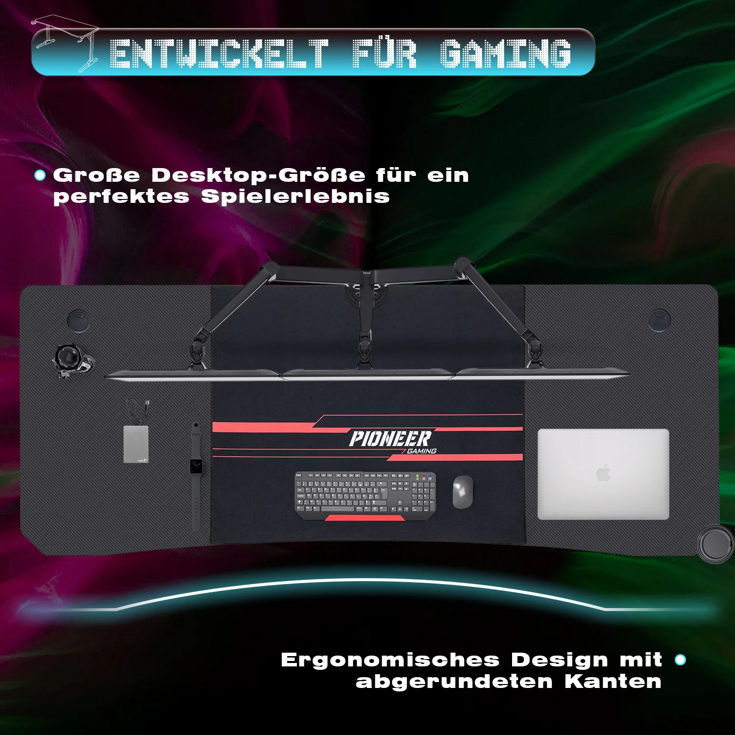 Gaming Tisch mit Getränkehalter 140/160/180 cm - Image 3