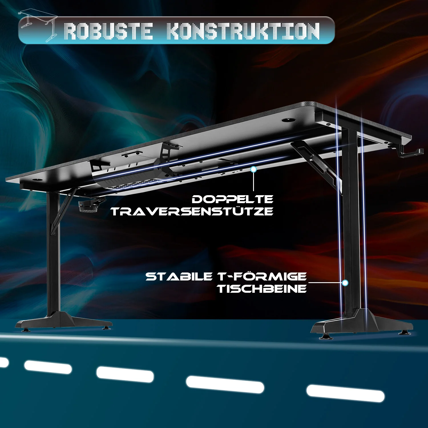 Gaming Tisch mit Getränkehalter 140/160/180 cm - Image 7