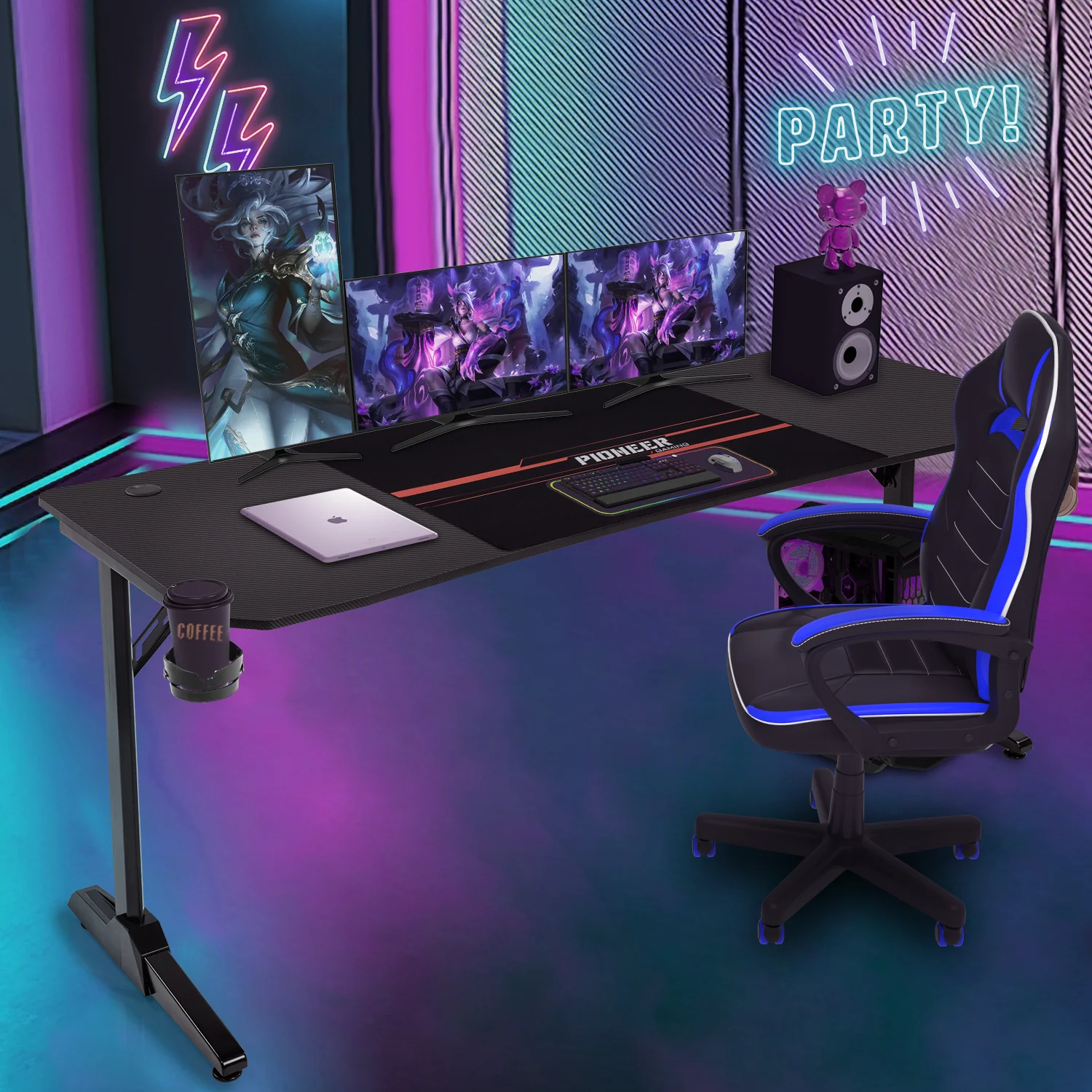Gaming Tisch mit Getränkehalter 140/160/180 cm - Image 9
