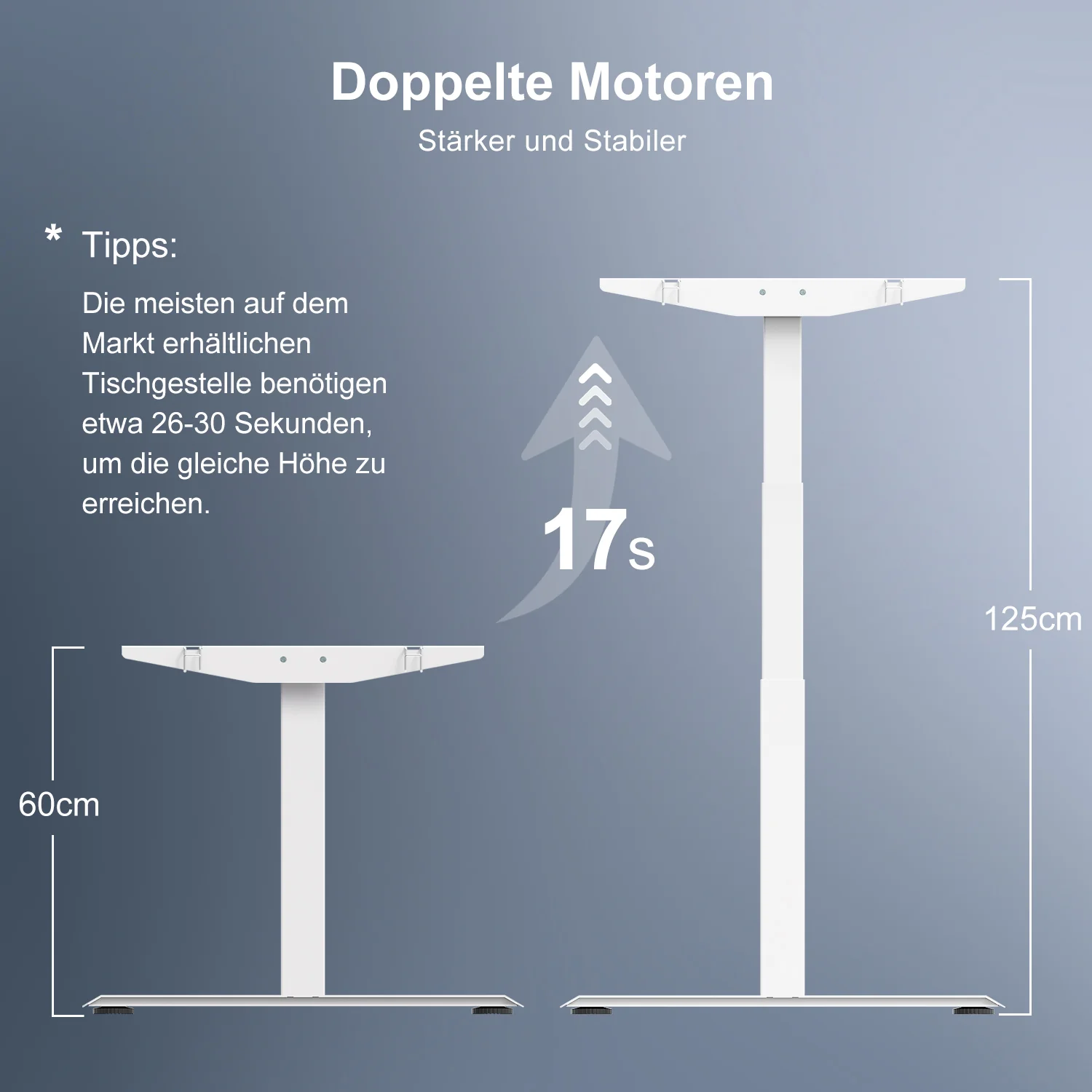 Doppelmotor Höhenverstellbares Tischgestell bis zu 120 kg - Image 5