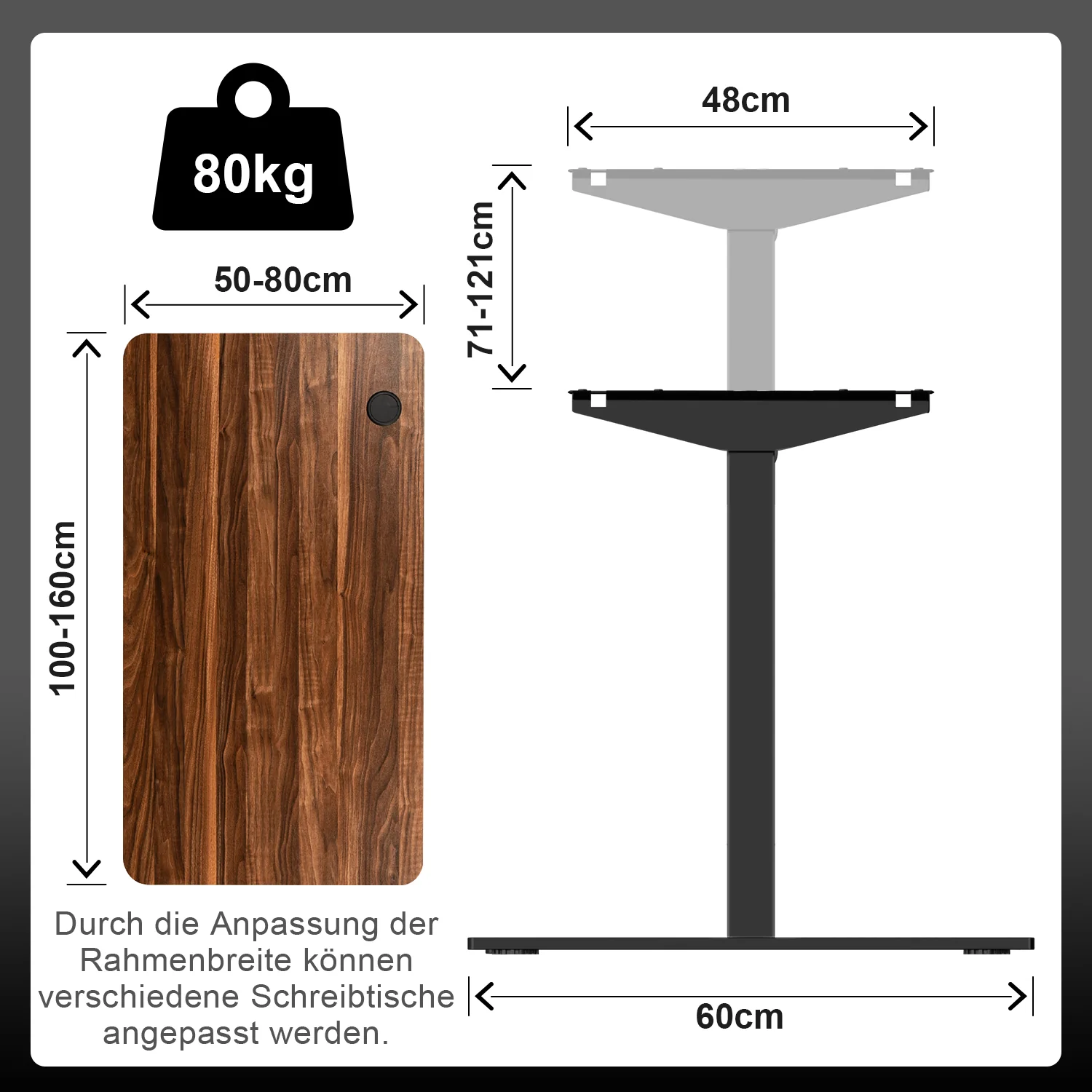 Einzelmotor Höhenverstellbares Tischgestell - Image 11