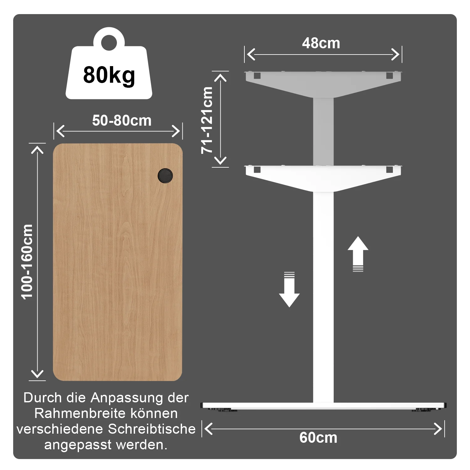 Einzelmotor Höhenverstellbares Tischgestell - Image 6