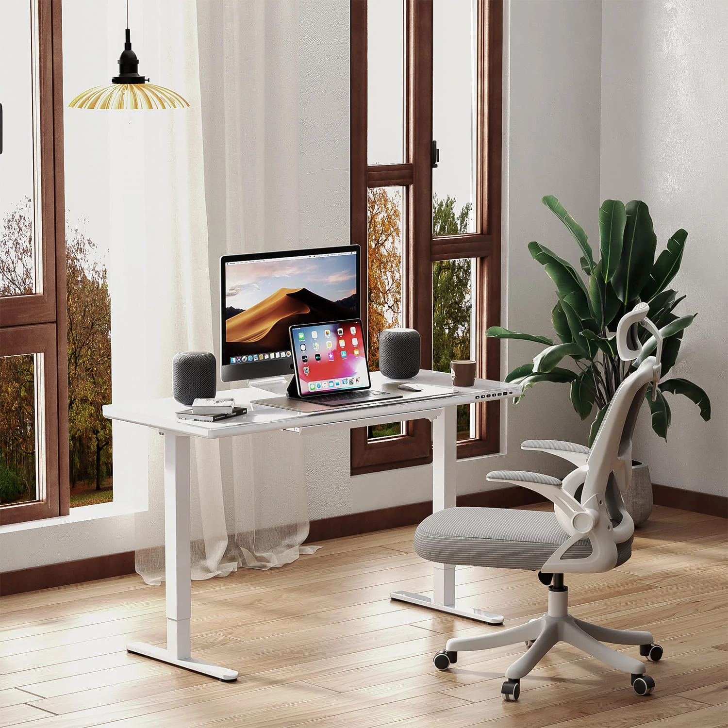 G2 Höhenverstellbarer Schreibtisch mit Einteilige Glasplatte Ergonomischer Stehschreibtisch Computertisch - Image 10