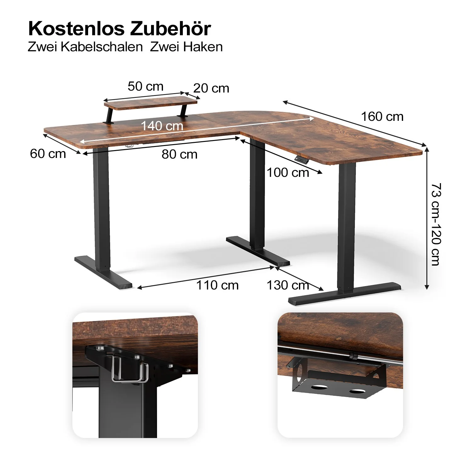 L-Form Eckschreibtisch höhenverstellbar Elektrisch Ergonomischer Stehtisch - Image 7