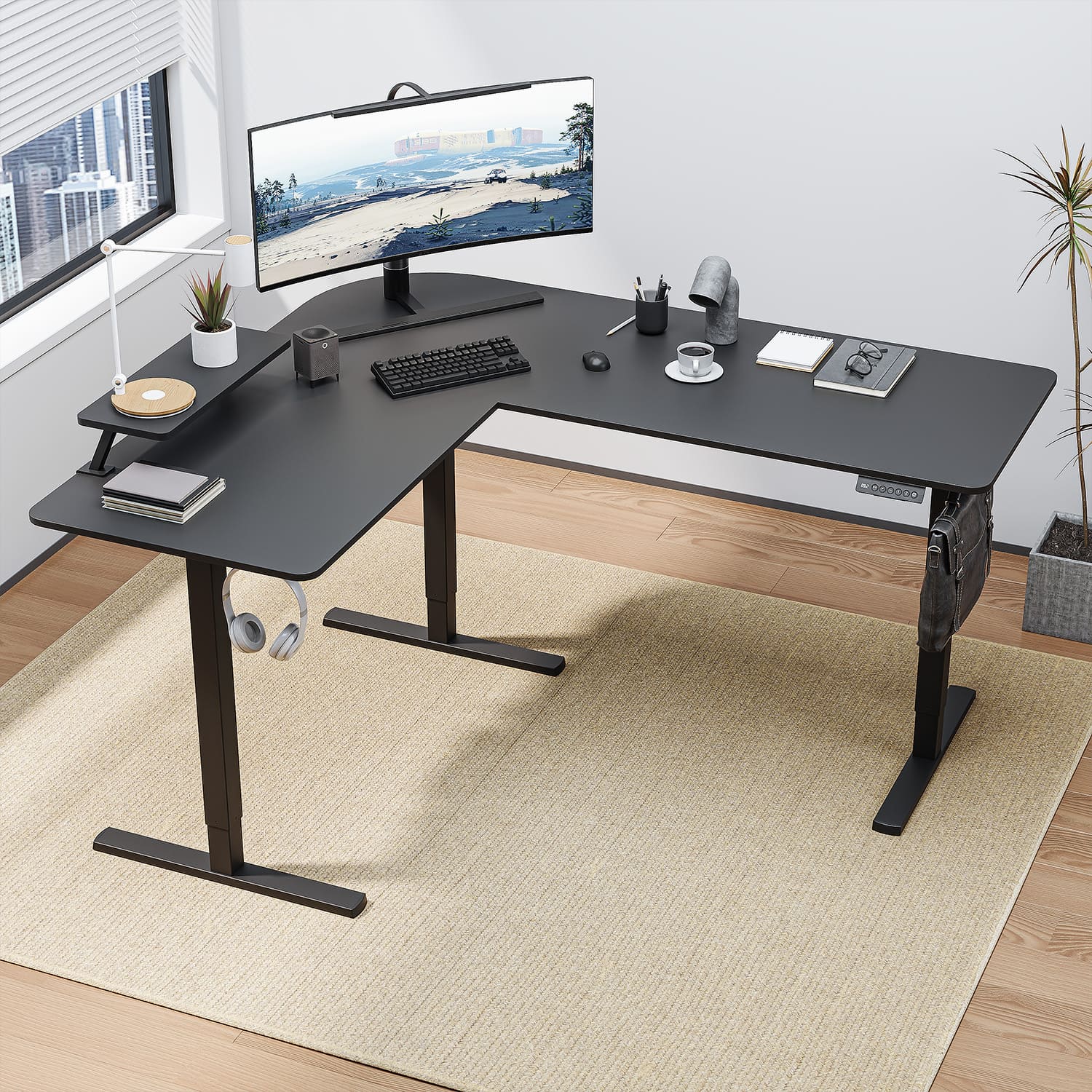 L-Form Eckschreibtisch höhenverstellbar Elektrisch Ergonomischer Stehtisch - Image 8